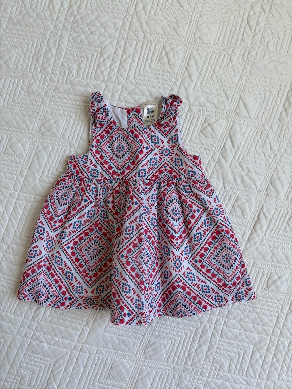Baby B’gosh Red White & Blue Printed Cotton Sleeveless Casual Dress Size 0-3m